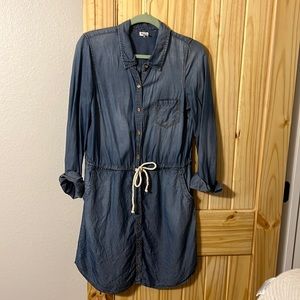 Cute denim long sleeve dress L
